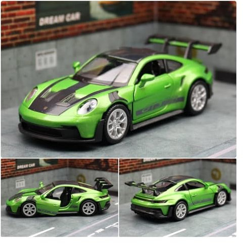 KWZGHOLJ Motorfahrzeuge Replica Auto Maßstab 1:36 for Porsche 911 992 GT3 RS Sportwagen-Simulation Metallauto-Modell Replika Sammlung Auto-Souvenir Fertiges Modellauto(Green)
