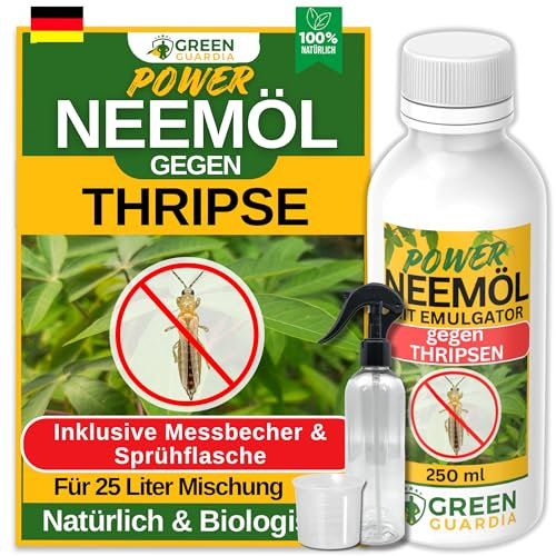 GREEN GUARDIA Neemöl Pflanzenpflege – mit Emulgator, 250ml Konzentrat für Garten- & Zimmerpflanzen, auch bei Thripsbefall geeignet