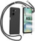 TTSWJBD Funda con Cuerda para Xiaomi Redmi A5,con Cristal Templado Carcasa Suave Silicona Case con Correa Colgante Ajustable Collar Correa de Cuello Cadena Cordón - Negro