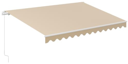 COSTWAY Markise mit Kurbel, Gelenkarmmarkise Sonnenschutz, Balkonmarkise Sonnenmarkise 5-35° Winkel einstellbar, Terrassenmarkise, Klemmmarkise für Balkon und Veranda (Beige, 400 x 250 cm)