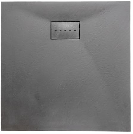 Thermopanel SMC Dark Grey Shower Trays Base Slate Stone Effect Textured Non Slip with SMC Holes Cover - 800 x 800mm