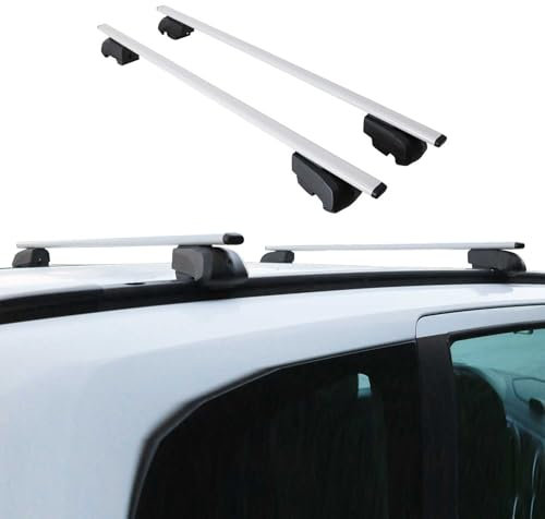 OMAC Dachträger Grundtäger kompatibel mit Opel Astra H Kombi 2004-2010 Metall 75kg Silber 2tlg Geschlossene Reling für Fahrradträger, Dachboxen, Skiträger Abschließbar