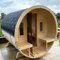 KeiCo Wellness 250 Outdoor Barrel Steam Sauna | 4 Person Garden Sauna with Porch | Thermo-Spruce | Electric or Wood-Fired Heater | Optional Rear Glass Window & Installation