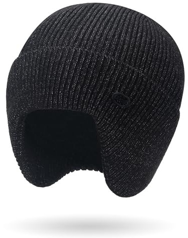 Fjquamitix Beanie-Mütze für Herren mit Ohrenklappen, Winter, Thermo-Strickmützen für Männer und Frauen, weich, winddicht, warm, dehnbar, Totenkopfmützen für Outdoor, Skifahren, Wandern, Reisen