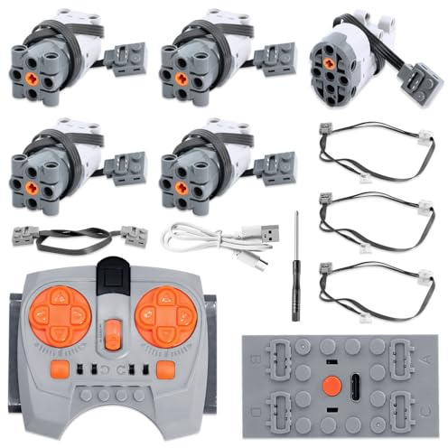 AYWHP Servo Motor Power Toy Function Set, 11 Pieces Electric Toy Motors with L Motor, Remote Control, Battery Box, Servo Motor, LED Light Cable, Extension Wire