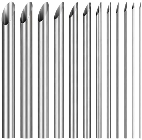 12PCS Stainless Steel Silver Hole Punch, Stainless Steel Circular Clay Hole Cutters, Hand Sculpture Clay Holes Puncher, Drilling Pottery Cutter for Drilling and Sculpture