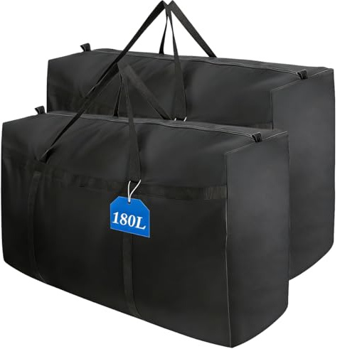 2 Pcs 180L Extra Large Storage Duffle Bag for Traveling,Jumbo Moving Tent Storage Bags,Waterproof Foldable Big Black XL Duffle Bag,Oxford Moving Bags for Moving Storage Bedding Duvet Quilt Blankets