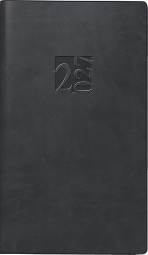rido/idé Taschenkalender Mod. Taschenplaner int. 2027 | A6, Kunstleder, schwarz: 2 Seiten = 1 Woche