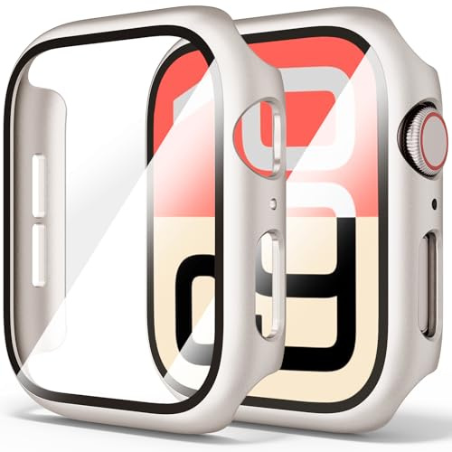 Yisica 2 Pièces Coque pour Apple Watch SE3/SE2/SE/Series 6 5 4 40mm Protection Écran Dur PC Matériel Ultra Mince Verre Trempé Écran Case (Couleur Étoile)