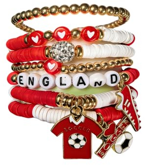 Fussball Armband, ArmbäNder FußBall-Und Nationalflaggenelemente, Fussball Geschenke Jungen, Wm Fanartikel 2026, Kann Gestapelt Werden,Elastische ArmbäNder Mit Perlen, Geschenke FüR FußBallfans