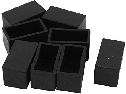 sourcing map Plastic Rectangle Shaped Furniture Table Chair Leg Foot Cover Cap 40mm x 20mm 8pcs Black