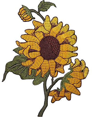 Sunflower Embroidered Iron/Sew On Patch Dress Jeans Flower Embroidery Badge