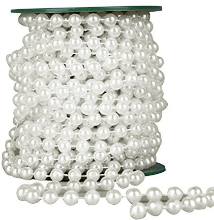 rosenice Perlengirlande 10m Perlen Ketten Deko Perlenschnur Band für Hochzeit Braut Party Dekoration (Weiß)