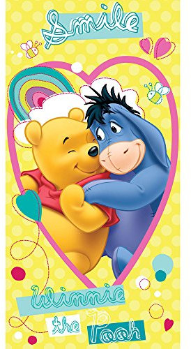 Jerry Fabrics Winnie-The-Pooh Charakter Kinder Schwimmen Strand und Badetücher, Baumwolle, Gelb, 140 x 70 x 0.5 cm