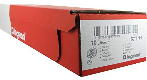 Legrand 067111 Prise de courant standard Français Céliane, 16A, 250V, 2P+T, bornes automatiques, Lot de 10