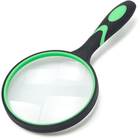 Große Lupe, 10-fache Hand-Leselupe für Senioren, 100 mm, Echtglas-Lupe für Buch, Zeitung, Lesen, Insekten- und Hobby-Beobachtung, Wissenschaft (grün)