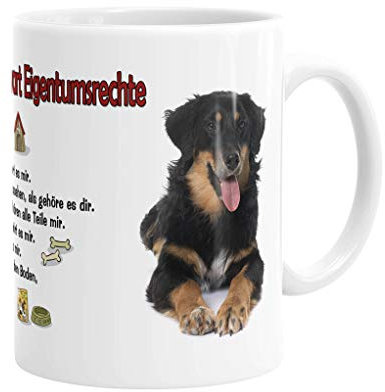 Merchandise for Fans Becher aus Keramik - 330 ml Motiv: Hovawart mit Spruch Eigentumsrechte (01)