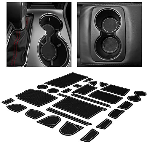CupHolderHero fits 2014-2024 Jeep Grand Cherokee Accessories - Premium Custom Interior Non-Slip Anti Dust Cup Holder Inserts, Center Console Liner Mats, Door Pocket Liners 25-pc Set (Gray Trim)