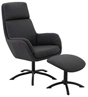 MJC Relaxsessel FM-438 in Anthrazit mit Fußhocker Fernsehsessel Drehbar Sessel