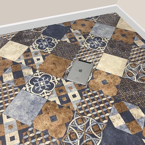 Victorian Colour Vinyl Lino Flooring Kitchen Bathroom Waterproof Roll Sheet Anti-Slip Cushion Grandismo (4m x 1.5m)