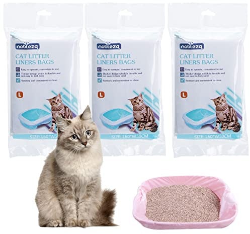 Nobleza 36 Pcs Cat Litter Tray Liners, Large 60x50cm Scratch Resistant Cat Litter Box Liners Heavy Duty, Thicken Leak-Proof Tear Resistant Cat Litter Bags for Large Litter Box, White
