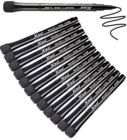 ABEIER Whiteboard Marker, 12 Schwarz Schwamm Whiteboard Stifte, Magnetisch, Trocken Abwischbar, Rundspitze 1-2mm, Perfekt für Zuhause, Schule, Büro