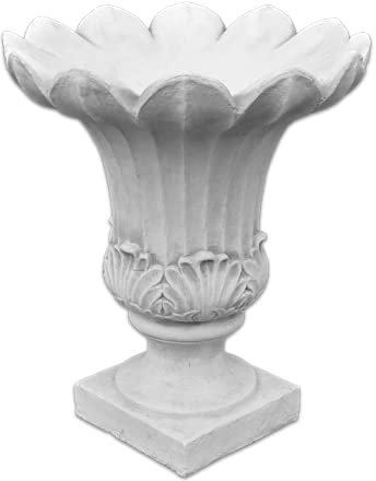 gartendekoparadies.de Blüte als Pflanzvase und Blumentopf Pflanzgefäß aus Steinguss, H. 72 cm, 20 Liter, 72 kg, Grau, frostsicher für Außenbereich