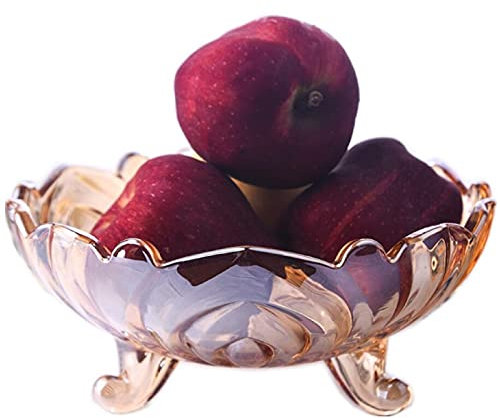 JUNYFFF Obstteller Obstkorb - Kristall Glasschalen, Modern Kreativ Für Wohnzimmer Büro Party Obstschale Dessertteller Glas Snack Tray,A