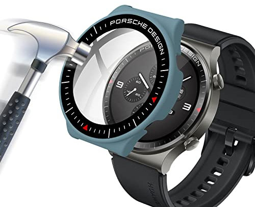 Acadeny Custodia rigida compatibile con Huawei Watch GT 2 Pro con pellicola protettiva, 9H Durezza Hart PC Case sottile in vetro temperato per Smart Huawei Watch GT 2 Pro, Green