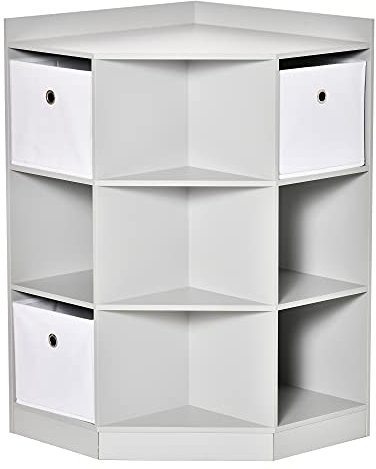 HOMCOM Kids Bookcase, 3 Tier Toy Organiser Storage Unit BookShelf with 3 Non-woven Fabric Drawers, Anti-tip Device, for Bedroom, Children's Room, Playroom, Grey