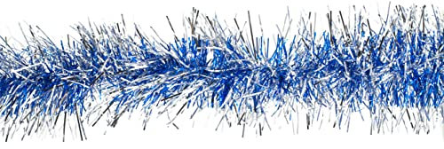 Creativery Weihnachtsgirlande Lametta 9cm x 3m Weihnachtsbaum Baumgirlande blau Silber
