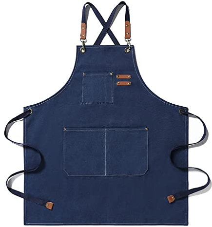 Schweißerschürze Denim-Arbeitsschürze Komfortables Und Atmungsaktive Werkzeugschürze for Männer Und Frauen, Professionelles Friseurschürze Mit Taschen (Color : Blue, Size : 29.1x26.7inch)