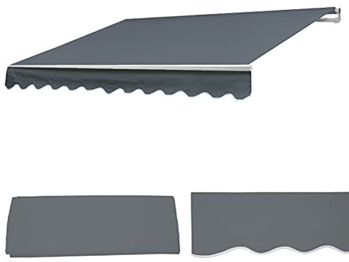 Mendler Ersatz-Bezug für Markise T790, Gelenkarmmarkise Ersatzbezug Sonnenschutz, 4x3m - Acryl grau