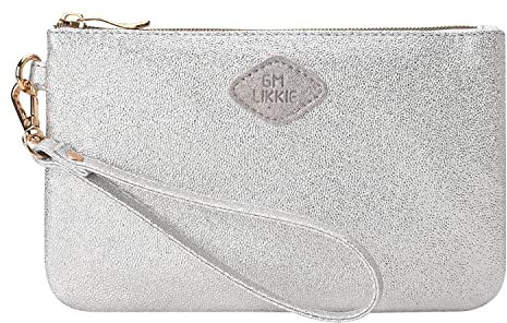 GM LIKKIE Wristlet Purse for Women, Evening Clutch Purse with strap for Party and Prom, Beach Bag for Summer, Silver