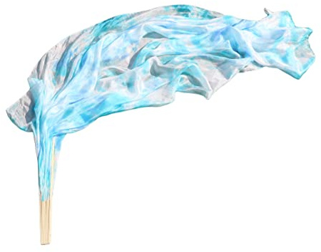 Winged Sirenny Abanicos Poi 150cm, Abanicos Velos Seda con Cuerdas de Poi, para Danza Tribal, Bellydance, Flow Arts, Remaches Tornillo Ajustables, Bolsa Transporte (Hielo)