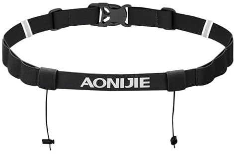 Azarxis Einstellbar Laufgürtel mit 6 Energiering, Anzahl Gürtel, Hüftgürtel für Marathon Radfahren Triathlonrennen (01 Schwarz)