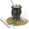 ROCKY&CHAO 9Oz Yerba Mate Cup, Stainless Steel Modern Mate Gourd, 2 Bombilla Straws, Cleaning Brush, BPA Free Lid, Double-Walled, Hot&Cold Drink, 9 oz Capacity