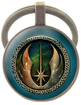 Porte-clés de haute qualité inspiré de la commande avec photo en verre Star War, blanc, L