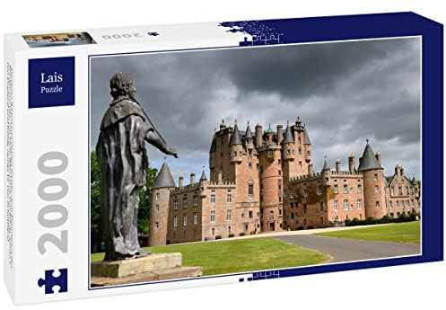 Lais Jigsaw Puzzle Front lawn of Glamis Castle, the childhood home of the Queen Mother, with a statue of King James I of England and King James VI of Scotland 2000 pieces