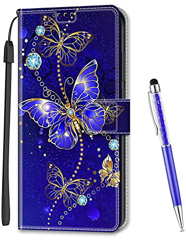 MadBee Kompatibel mit Xiaomi Redmi 11 Prime 4G, Leder Handyhülle Tasche Schutzhülle Brieftasche Klapphülle Ständer und Kartensteckplätze Hülle für Xiaomi Redmi 11 Prime 4G (Schmetterling B)