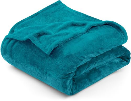 Utopia Bedding Coperta in pile [220x240 cm, Turchese] Coperta calda per letto, divano, sedia e divano - 300 GSM Morbida, accogliente e spessa per tutte le stagioni
