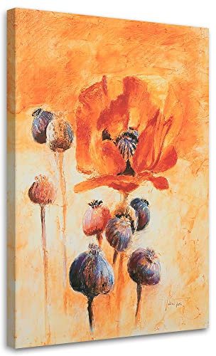 Feeby Bild Auf Leinwand 40x60 cm Blume Mohn 1 tlg Schlafzimmer Büro Modern Bilder Wandbilder Leinwandbild Kunstdruck Wanddeko Wand Bild Design Wohnzimmer Abstraktion Pflanze Orange