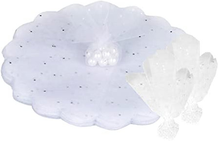 70 Stück Tüllkreise Rund Weiß, Feenschleier Weißer Tüll Organza Runde Schleier, Runde Organza Tüll Hochzeit Gunst Schleier, Gastgeschenke Hochzeit Organzabeutel für süßigkeiten Party