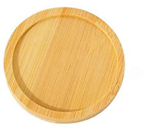 Soucoupe en bois de bambou pour plantes grasses, plateau décoratif rond - M