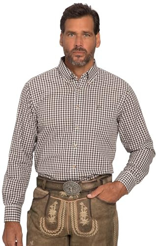 JP 1880 Karohemd Chemises, Marron foncé, 6XL Grande Taille Hommes