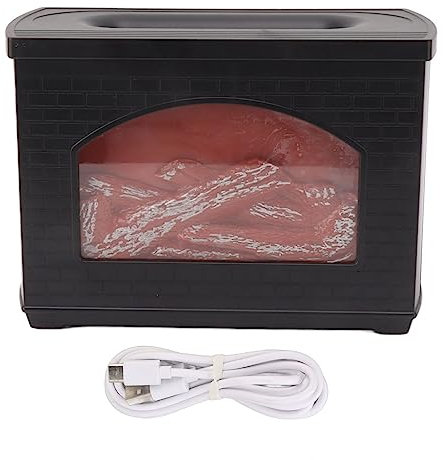 Diffusore di Fiamma per Caminetto da 270 Ml, Diffusore D'aria a Fiamma Silenziosa USB Personale da Tavolo, Diffusore di Oli Essenziali da Tavolo Senza BPA, Umidificatore a Nebbia, Umidificatore di Aro