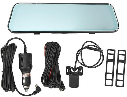 PenRux 9.66in Mirror Dash Cam 1080P Dual Camera, Touch Screen Front and Rear View Mirror Camera, Dual Dash Cameras Front and Rear, Wide Angle, 24H Parking Mode, Motion Detection