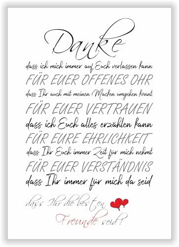 Geschenke für beste Freunde Kunstdruck Poster Bild Geschenkidee Liebeserklärung an beste Freunde von Einzelperson Geburtstag Geschenk Danke