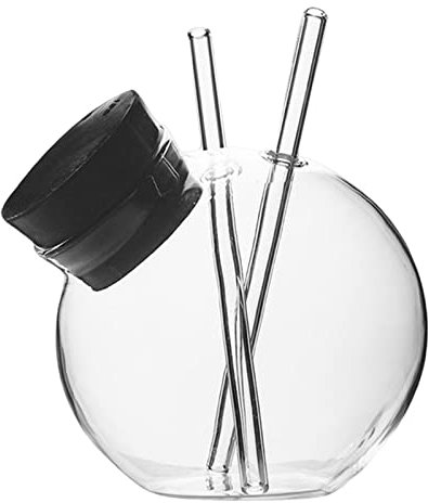 Leisurealeaneag Verre à cocktail transparent avec double paille pour bar Motif boule 8,5 cm