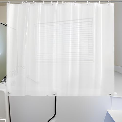 ABSENK Kurzer Duschvorhang, 121,9 cm Länge, für begehbare Badewanne oder Badewanne, 70 x 48 cm (B x H), robuster PEVA-Kunststoff-Duschvorhang mit Magneten, seidig mattiert, 70 x 48 cm